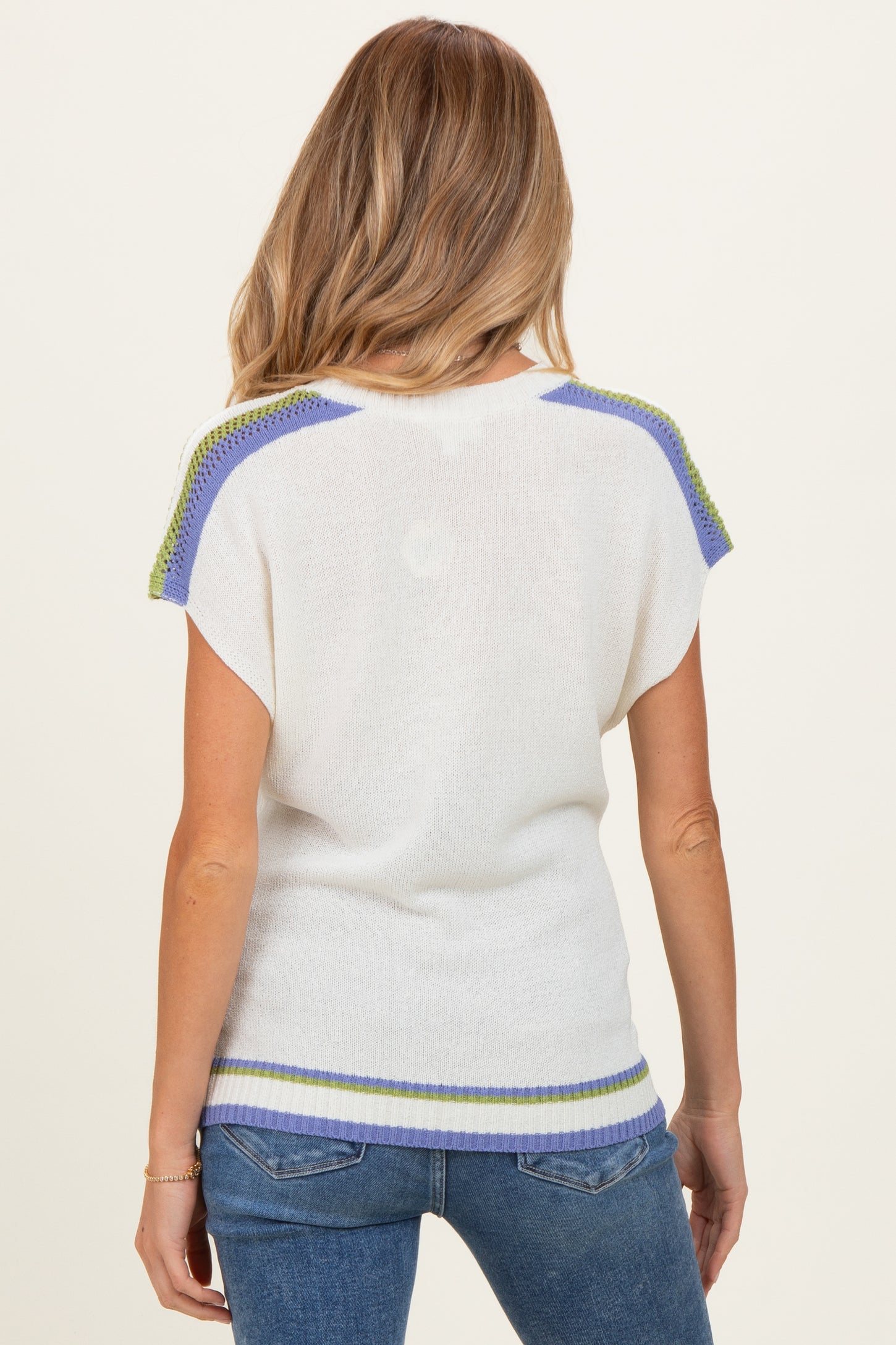 Ivory Colorblock Dolman Maternity Sweater Top