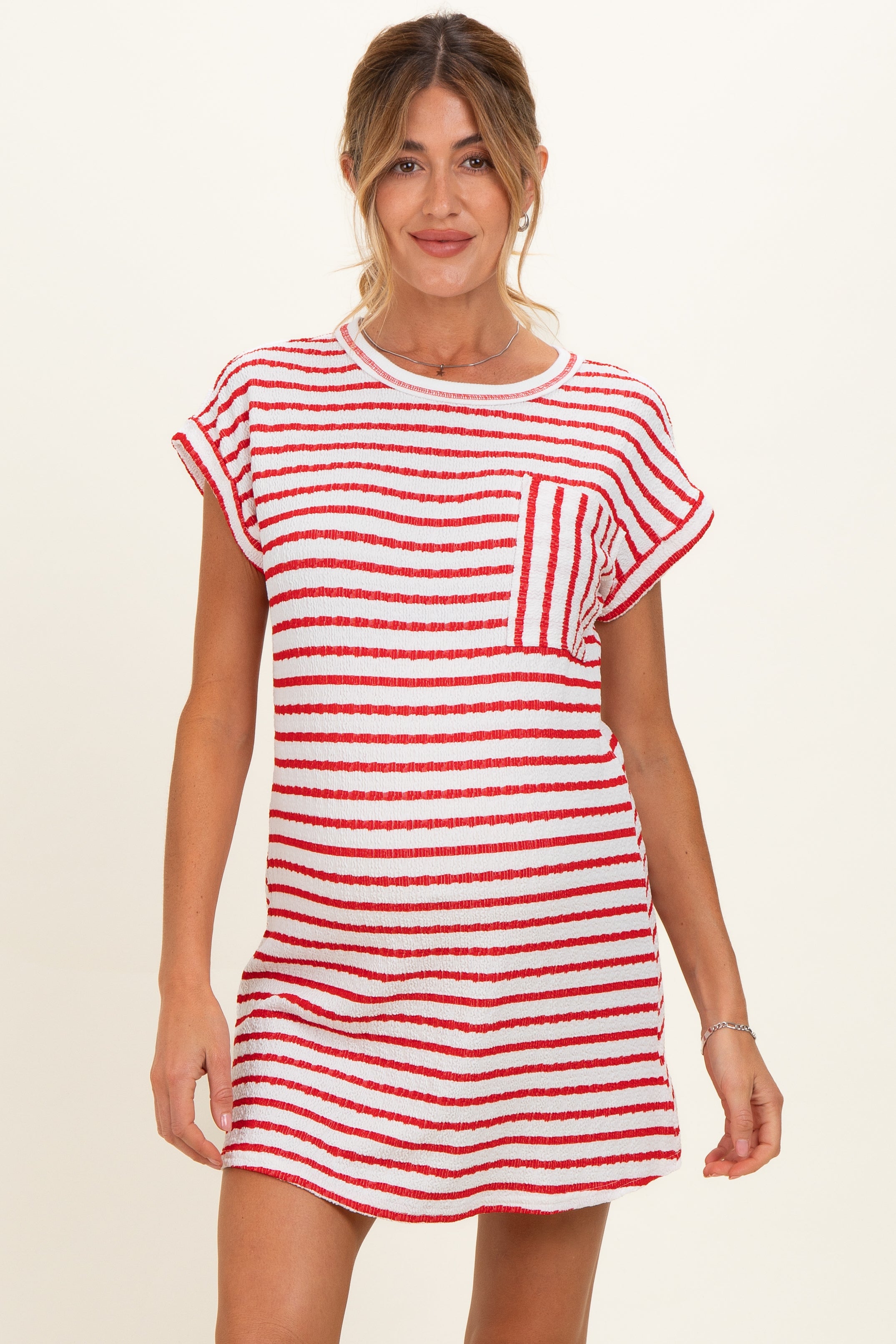 Red Textured Stripe Knit Maternity T-Shirt Dress – PinkBlush Red Textured Stripe Knit Maternity T-Shirt Dress – PinkBlush