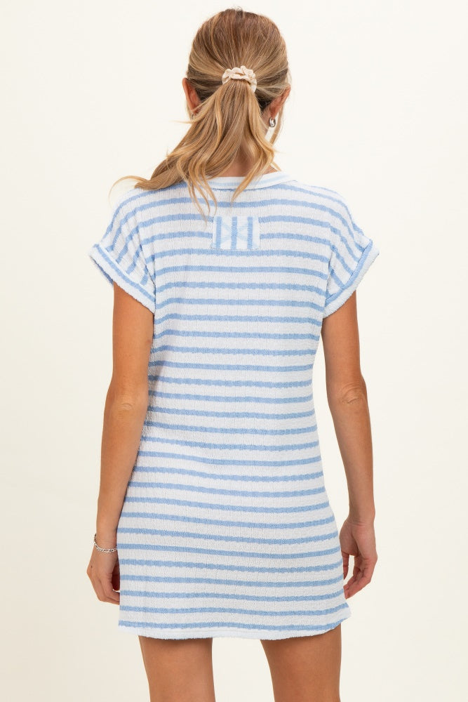 Light Blue Textured Stripe Knit Maternity T-Shirt Dress – PinkBlush