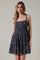 Navy Floral Shoulder Tie Tiered Mini Dress