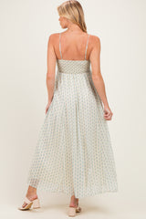 Green Floral Crochet Bodice Maternity Maxi Dress