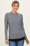 Charcoal/Black Ribbed Long Sleeve Twofer Top