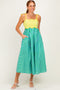 Kiwi Striped Colorblock Scallop Detail Midi Dress