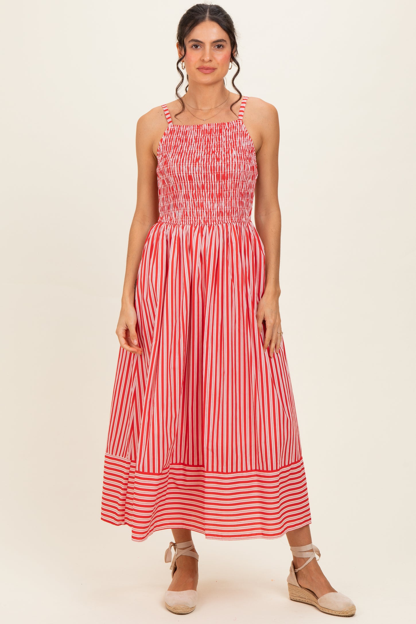 red stripe midi dress Red Stripe Floral Midi Dress | Women's Clothing