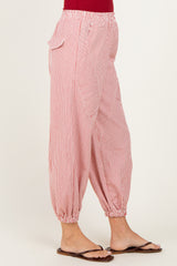 Red Striped Patch Pocket Pants