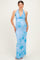 Light Blue Floral Cowl Maternity Maxi Dress