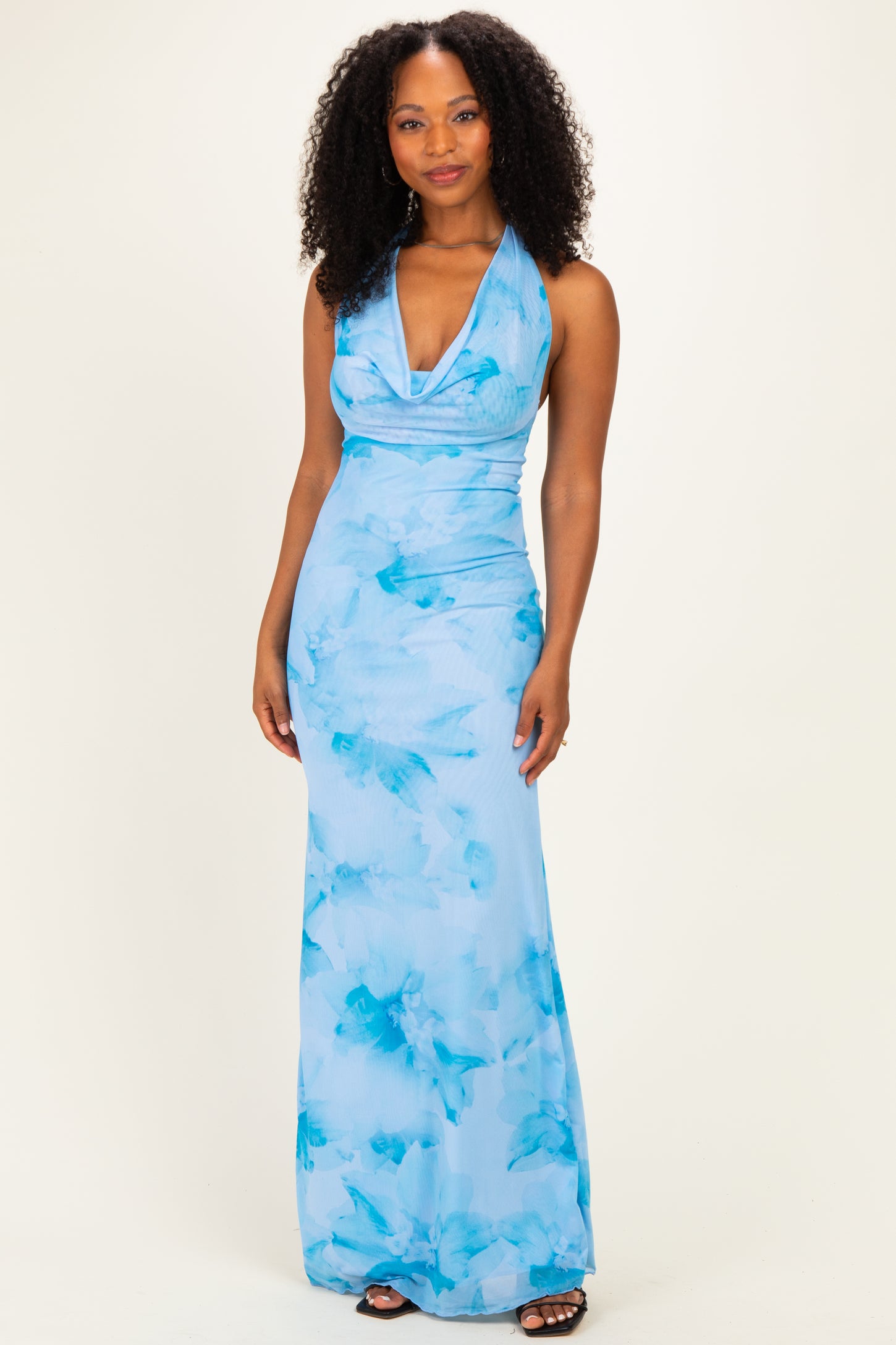light blue cowl neck maxi dress Floral – PinkBlush Do Not Bleach plus size A-Line prom gown Color:Navy/Rose Gold LaDivine CM375 Short Fitted