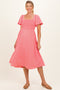 Red Gingham Smocked Maternity Midi Dress