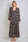 Black Floral Long Sleeve Midi Dress