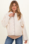 Ivory Floral Trim Fleece Snap Button Maternity Jacket