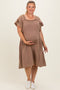 Mahogany Washed Double Gauze Tiered Maternity Plus Dress