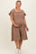 Mahogany Washed Double Gauze Tiered Maternity Plus Dress