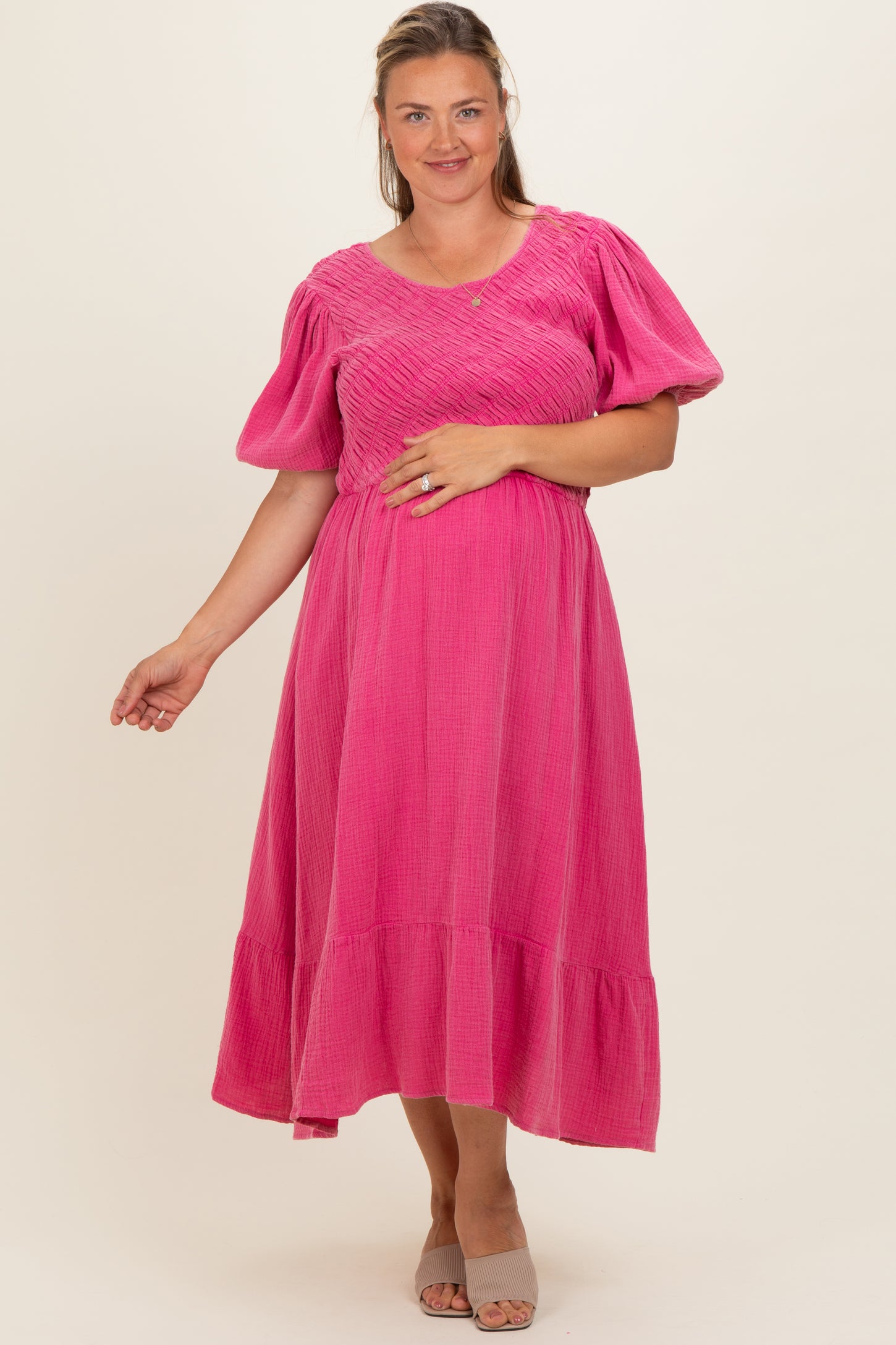 washed pink dress Jodifl Washed Fabric Sleeveless Swing Dress Pink Medium / Pink