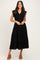 Black Button Up Ruffle Sleeve Tiered Maxi Dress