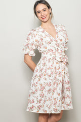 Ivory Rose Floral Maternity Wrap Dress