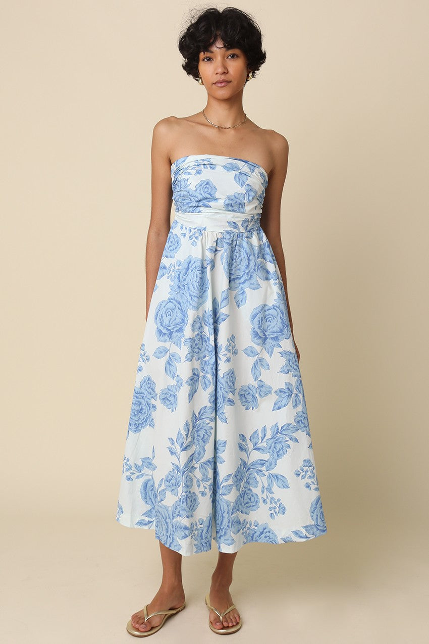 blue strapless maternity dress Blossom Print Maxi The Maria Dress The