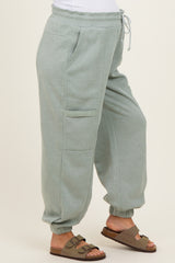 Sage Ruffle Waist Burnout Maternity Jogger Pants