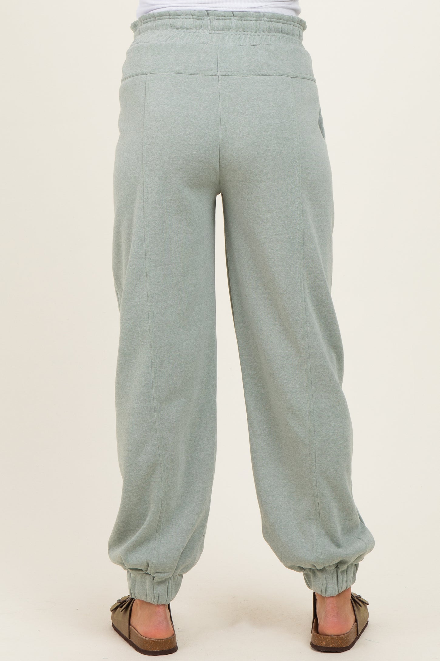 Sage Ruffle Waist Burnout Maternity Jogger Pants