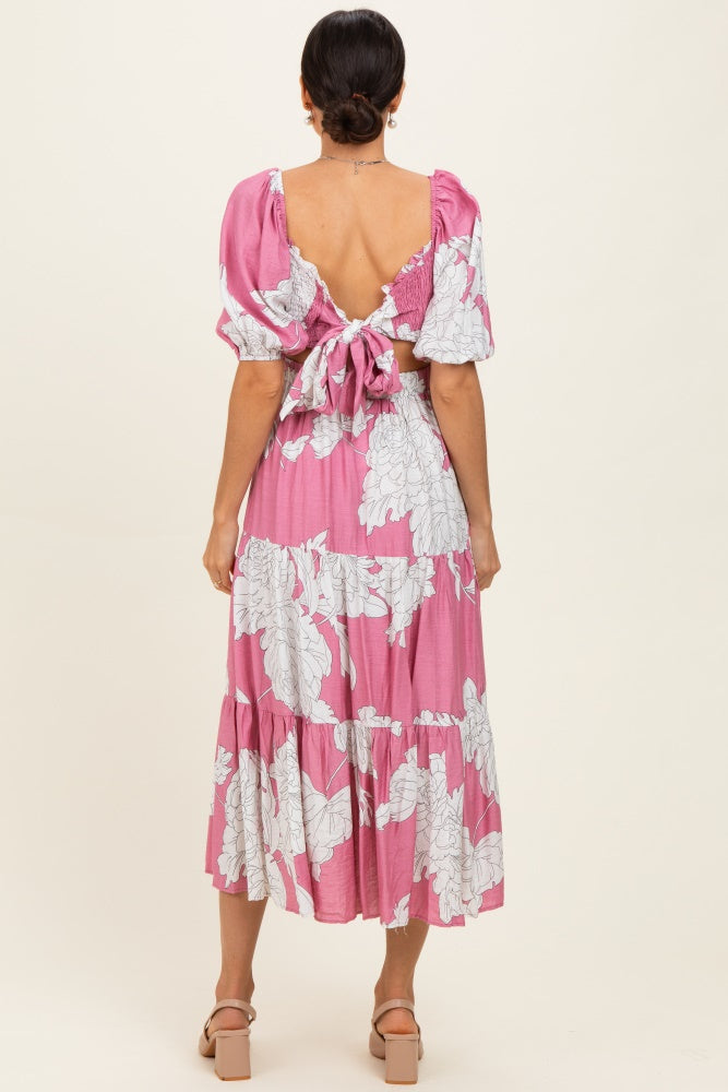 pink midi cut out dress ASOS DESIGN cut-out side detail midi dress in pink