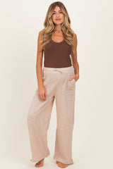 Natural Gauze Cinched Hem Maternity Pants