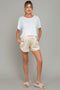 Cream Drawstring Relaxed Fit Maternity Shorts