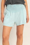 Light Blue Smocked Waist Mineral Wash Shorts