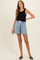 Light Denim Midi Pleated Maternity Shorts