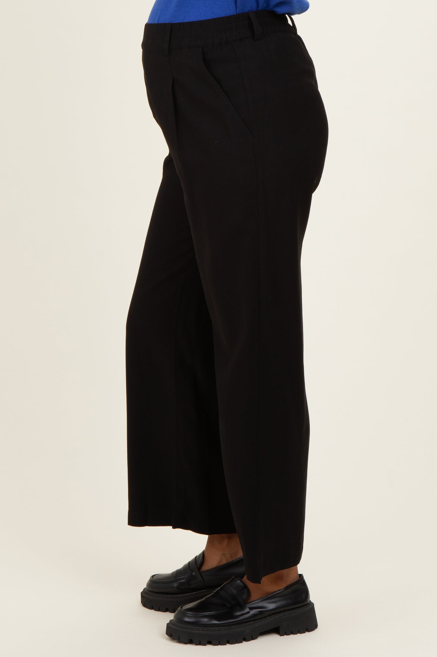 Black Elastic Waistband Maternity Trousers