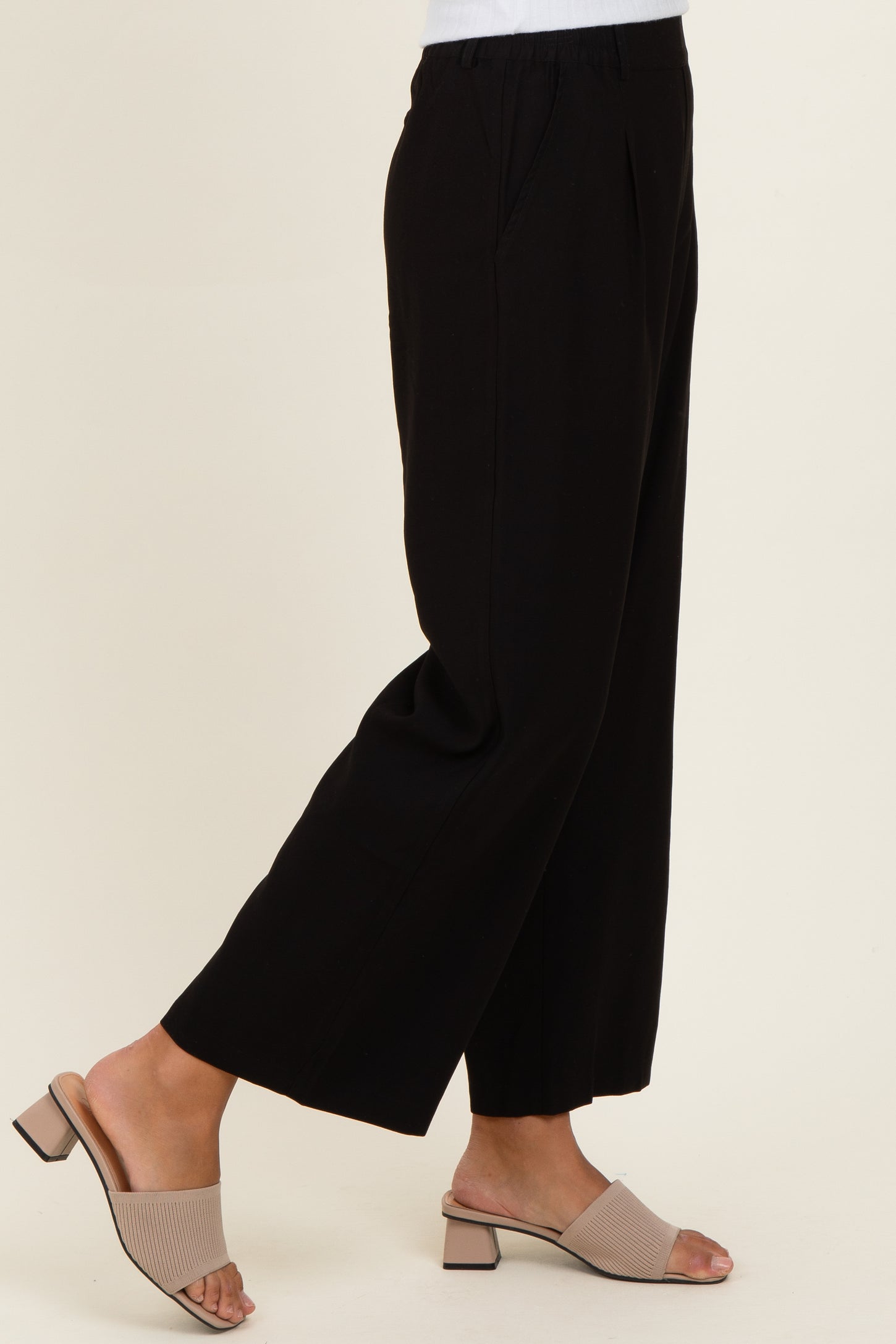 Black Elastic Waistband Trousers