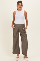 Mocha Elastic Waistband Maternity Trousers