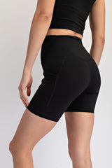 Black Pocket 6" Biker Shorts