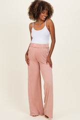 Dusty Pink Mineral Wash Wide Leg Maternity Pants