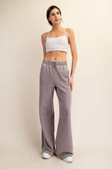 Mocha Mineral Wash Wide Leg Maternity Sweatpants