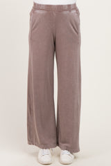 Mocha Mineral Wash Wide Leg Maternity Sweatpants