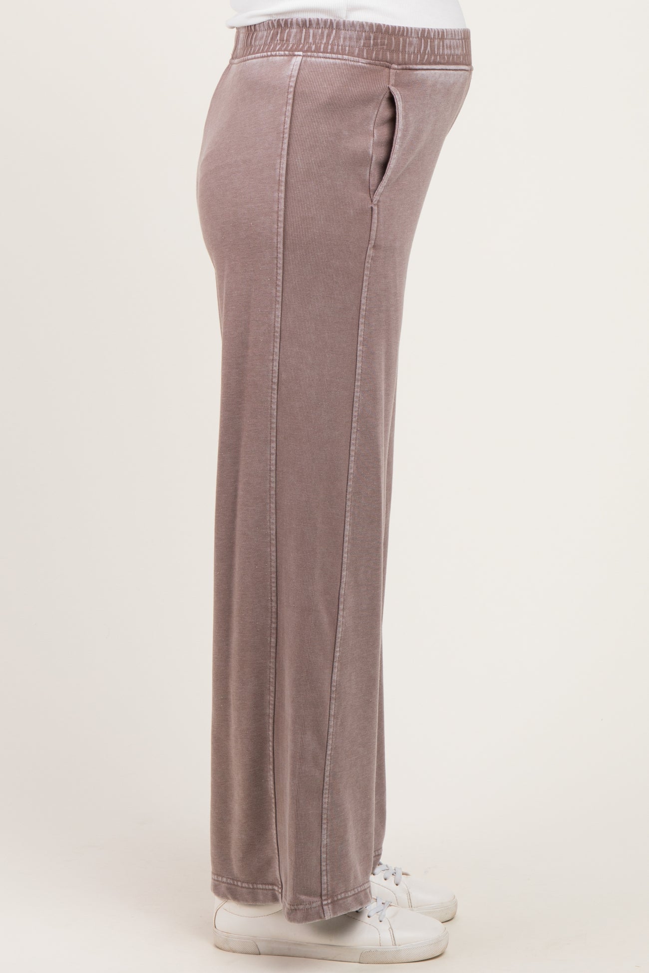 Mocha Mineral Wash Wide Leg Maternity Sweatpants