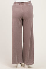 Mocha Mineral Wash Wide Leg Maternity Sweatpants
