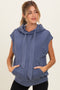 Navy Mineral Wash Sleeveless Maternity Hoodie