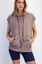 Mocha Mineral Wash Sleeveless Hoodie