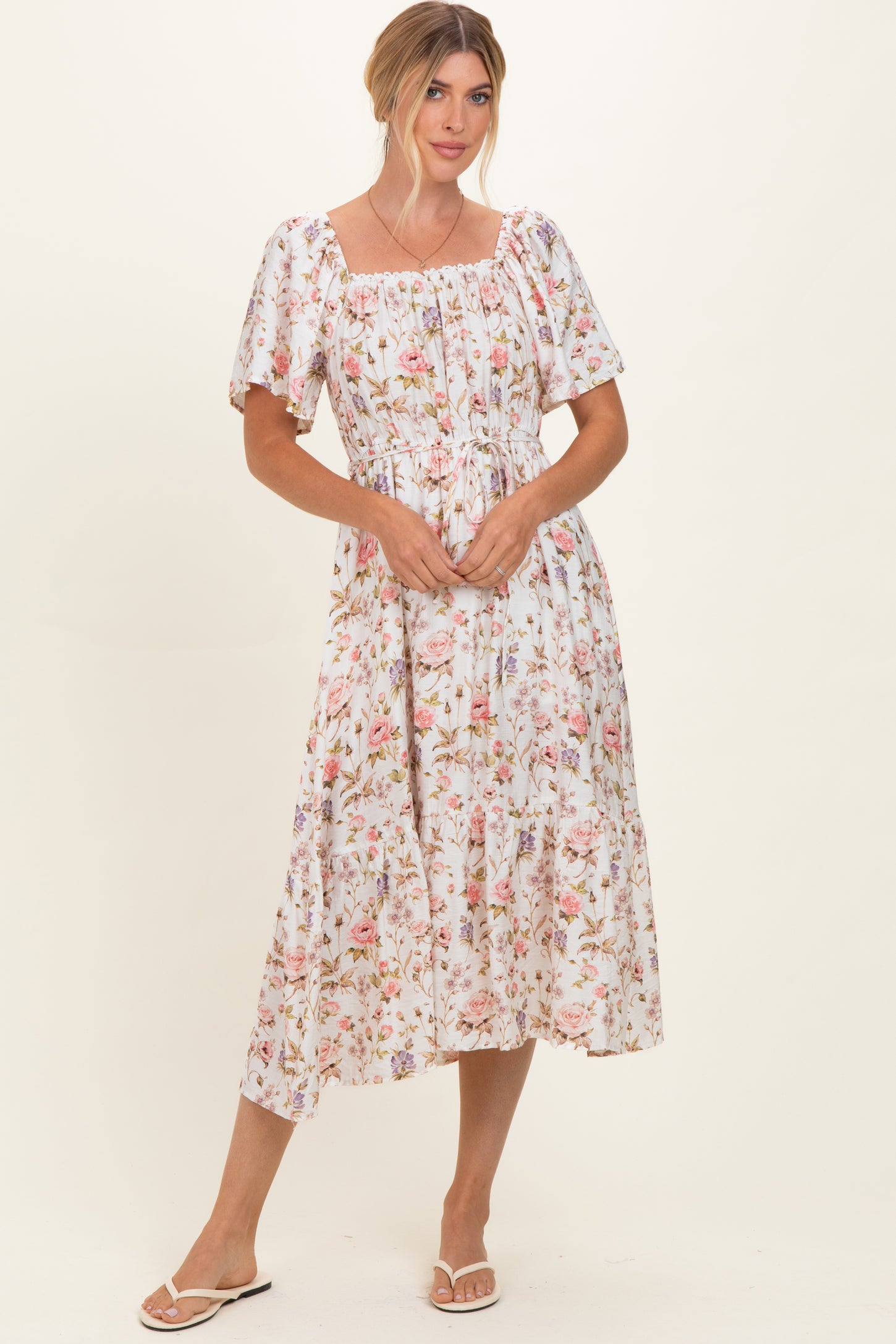 floral flutter sleeve midi dress Southern Tide Women's Clementine Flutter Sleeve Midi Blue (Size XS) 100% Viscose