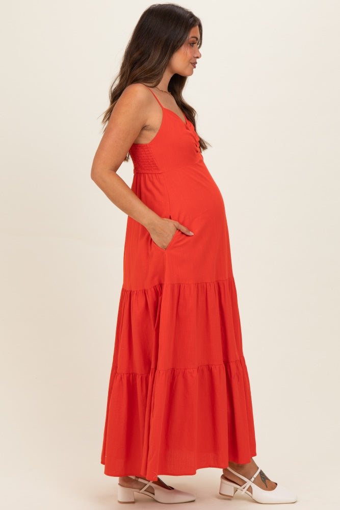 Tomato Red Tiered Maternity Maxi Dress – PinkBlush Tomato Red Tiered Maternity Maxi Dress – PinkBlush