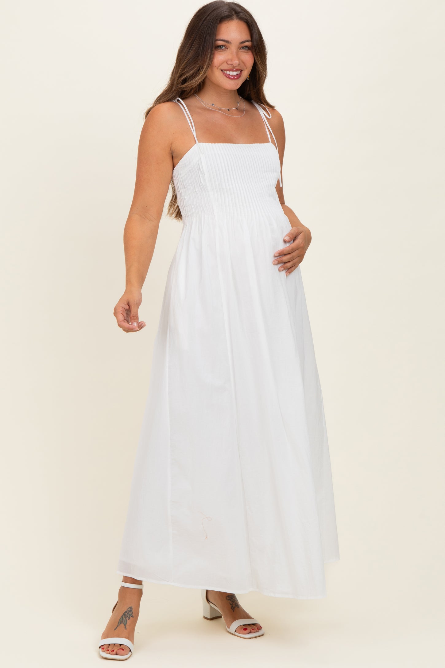 cotton maxi dress maternity Women's Poplin Maternity Tiered Maxi Dress in Black, Size Medium, Organic Cotton by Quince