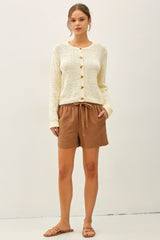 Brown Pull On Maternity Short
