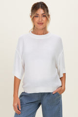 White Oversize Cut Sweater Maternity Top With Raw Edge