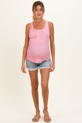 Pink Floral Pointelle Knit Maternity Tank Top