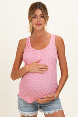Pink Floral Pointelle Knit Maternity Tank Top