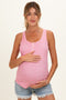Pink Floral Pointelle Knit Maternity Tank Top