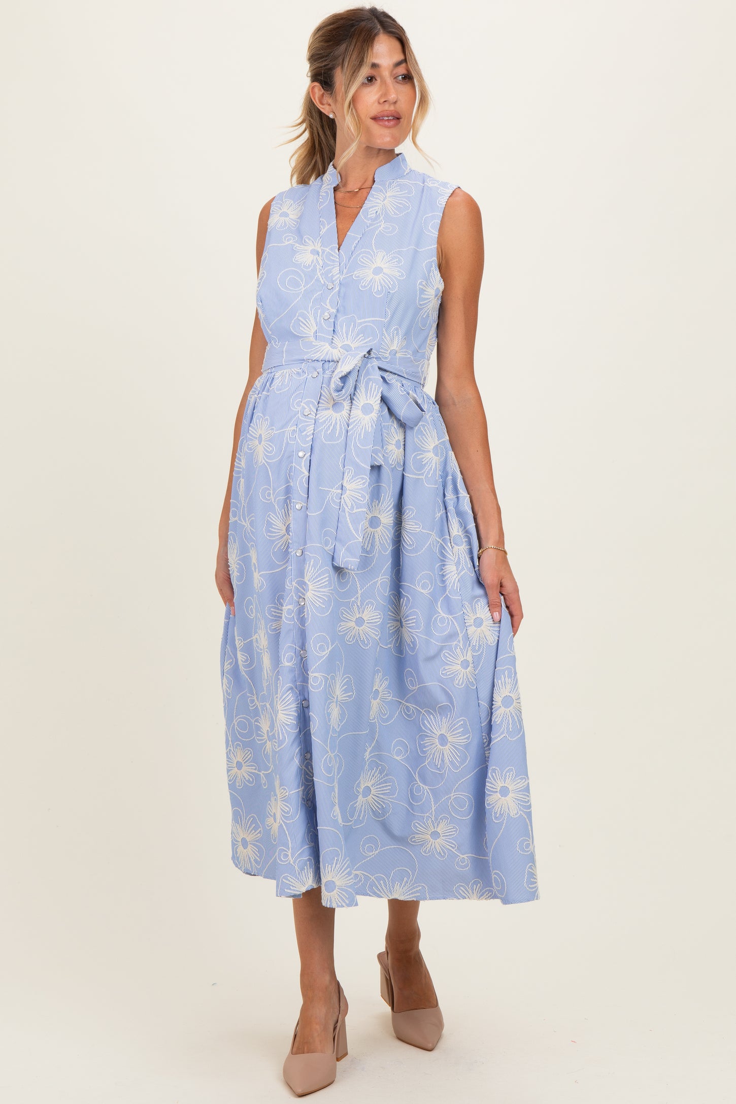light blue midi shirt dress Blue Midi Shirt Dress by Annmarie Stylavo