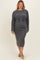 Charcoal Ribbed Tie Waist Maternity Plus Sweater Dress