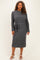 Charcoal Ribbed Tie Waist Plus Sweater Dress