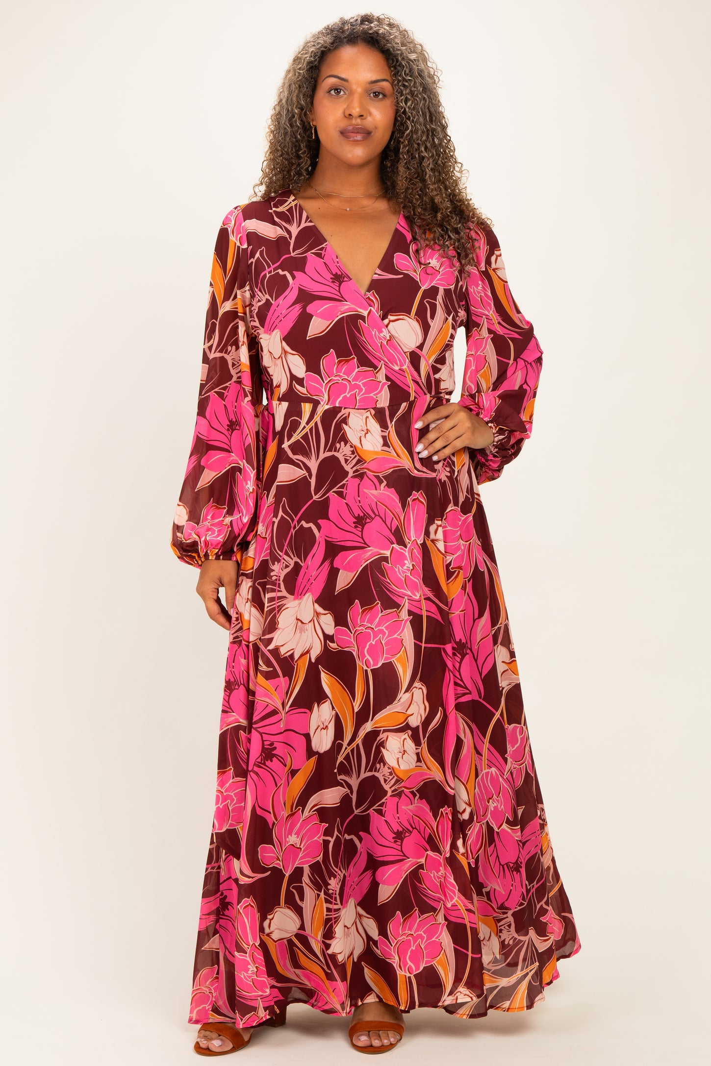 plus size burgundy wrap dress Floral Deep V-Neck Maxi – PinkBlush Cut:missy this dress ensures a Minimal evening gown Ava Presley 29133 Prom